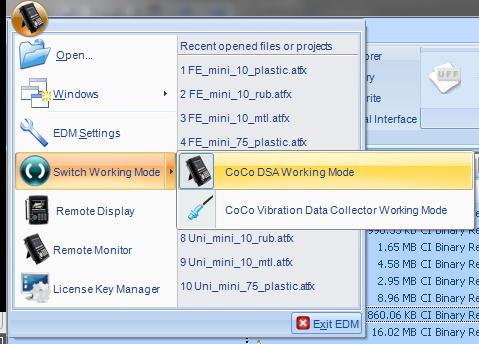 Figure 13: EDM DSA Working Mode CoCo-80 VDC mode: creates a route data collection database, uploads settings to CoCo, downloads data to PC, and performs trending and alarm analysis.