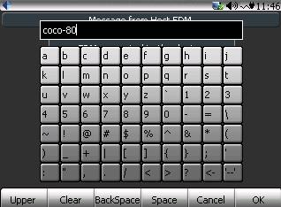 Figure 19: Soft Keypad Layout Upper/Lower toggles the font to upper or lower case font. Clear deletes all text from the text field. BackSpace deletes the character to the left of the cursor.