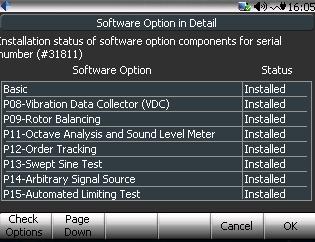 The F1 (Check Options) button will check the CI Server for available software options that can be installed.