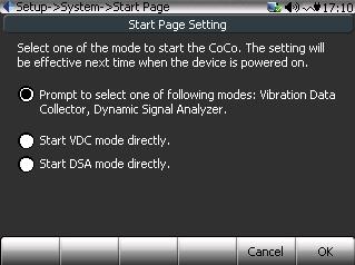 CoCo Start Page Setup F5 (Other) -> User shows the information recorded for the user of the hardware including Name,