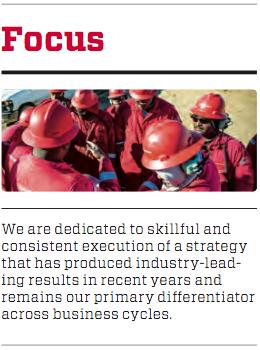 The Focus cluster (L3.3.1) contains a photograph that depicts a group of people. They are all wearing matching red clothes and red hard hats, which identifies them as Halliburton workers.
