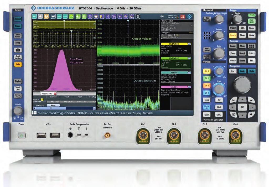 R&S RTO Digital Oscilloscope At a glance R&S RTO oscilloscopes combine excellent signal fidelity, up to 16-bit vertical resolution and high acquisition rate in a compact device format in the 600 MHz
