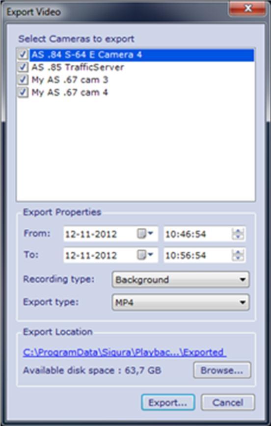 SNR Playback Viewer 6.1 Exporting Recordings Video recordings can be exported to a designated folder in three ways.