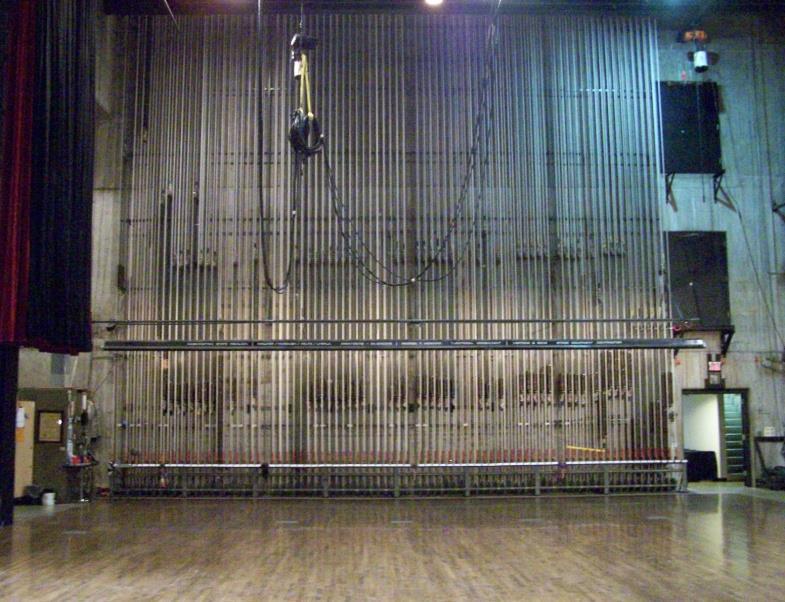 INB PERFORMING ARTS CENTER COUNTERWEIGHT ARBOR INFO AND HANGING PLOT Fly Rail System Stage Right Grid Flying Clearance Height of 74. Fire curtain and smoke pocket must be observed.