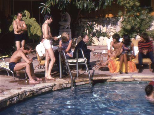 7 In the evening The Beatles went to a party at the Bel Air home of Capitol Records' president Alan Livingstone, where they were presented with a number of awards.