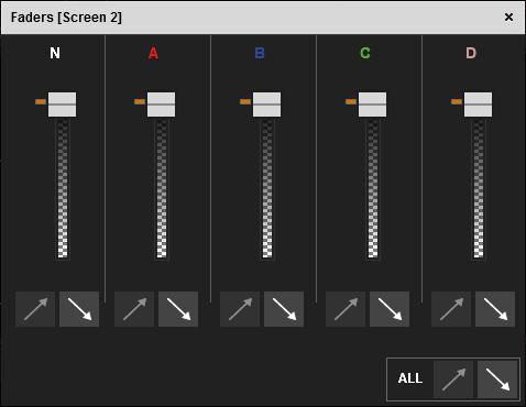 The Faders panel is nw accessible in the LIVE tab. The LiveCre TM unit equipped with the 4K ptin (except NeXtage 16 ref.