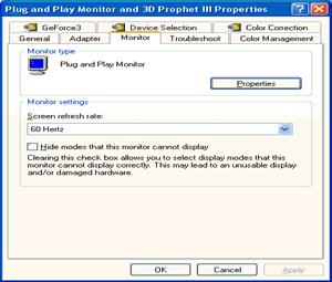 Izberite zavihek 'Monitor' - Če je gumb 'Properties'