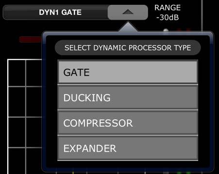 assigned (e.g. a Gate cannot be assigned to Dynamics Processor 2). In this case, the [PASTE] button will be greyed out and inactive. 5.8.3 Dynamics On The [DYN ON] button turns the Dynamics On/Off.