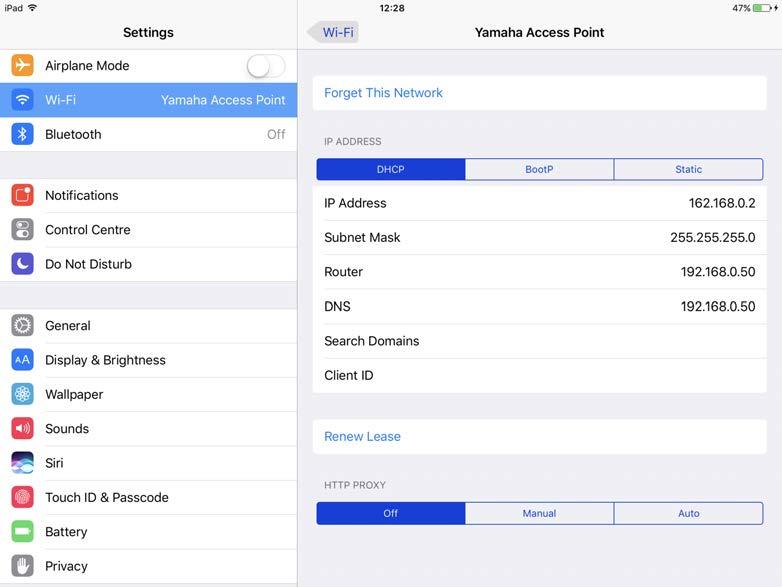 a) Open the ipad Settings menu b) Select Wi-Fi, and choose the correct Wi-Fi Access Point under CHOOSE A NETWORK c) Tap on the network s name to edit the IP address.