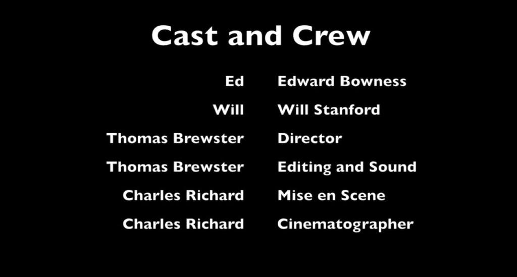 POST PRODUCTION - EDIT FILMED FOOTAGE 44 Credits In your closing titles, you give credit to everybody involved in making the film by listing their name and role.