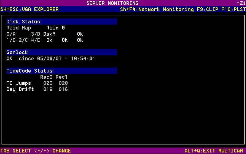 XT Series DISK RECORDER - Version 8.04 - Software Technical Reference Manual EVS Broadcast Equipment SA August 2007 Issue.4.0 DISK STATUS This section displays the status of the rebuild and the status of the disks: / Disk not present Dsk!