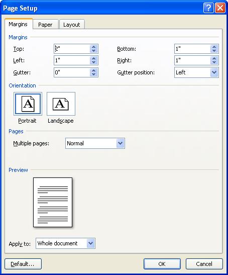 13 Change Default Margins in Word: PLU requires a 2 top on first pages, with 1.5 on left, 1 right and bottom.