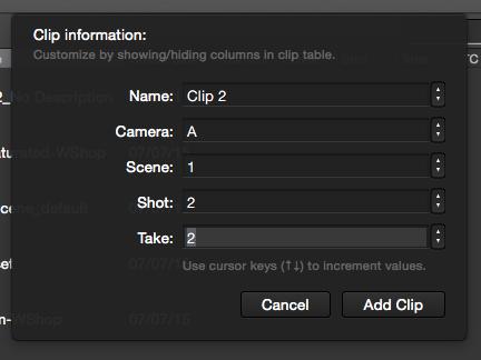 recording clips from a live video signal: figure 6: video recording metadata panel Slots and Clip modes There are two view modes in LiveGrade Pro: Slots