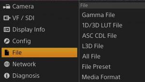 HD-SDI Device Management Fig. 7: Exporting a 3D LUT compatible with F65. Now you can copy the 3D LUT to the SD card to load it to the camera. First format the SD card inside the camera: 1.