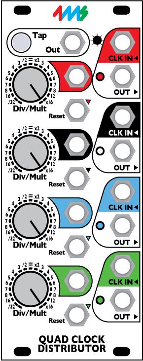 Quad Clock Distributor (QCD) from 4ms Company Eurorack Module User Manual v1.