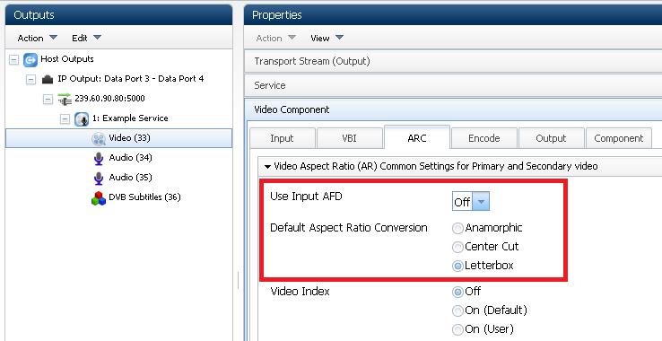 Getting Started 2. In the Video Aspect Ratio (AR) Common Settings for Primary and Secondary video tab, set the Use Input AFD to false to enable manual control of the aspect ratio conversion. 3.