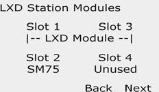 Section G - uxiliary Operation Module Status onfirm that your ESP-LXD controller recognizes installed Station Modules. The standard ESP-LXD-M50 module will use two of the four available slots.