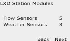 The Smart Module Status screen appears. Use the Down rrow to select Station Module(s); then press Next. The LXD Station Modules screen appears showing all recognized modules.