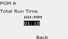 Program Run Time Review total Run Time for an individual program: Turn the controller dial to Test ll stations/heck System.