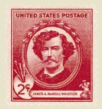 Each of the thirty-five stamps contains symbols of the famous American s profession.