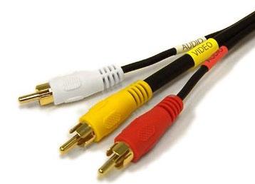 RCA cables are often bundled as a three-way cable with one video and two audio connections.