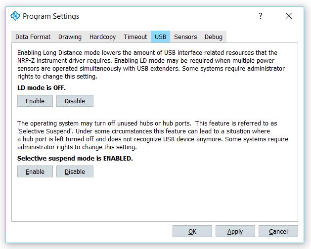 8.5 Configuring the Application USB-Related Settings The USB tab is shown below and is used for altering USB interface related settings on Microsoft Windows-based operating systems. Fig. 8.5.1: USB settings.