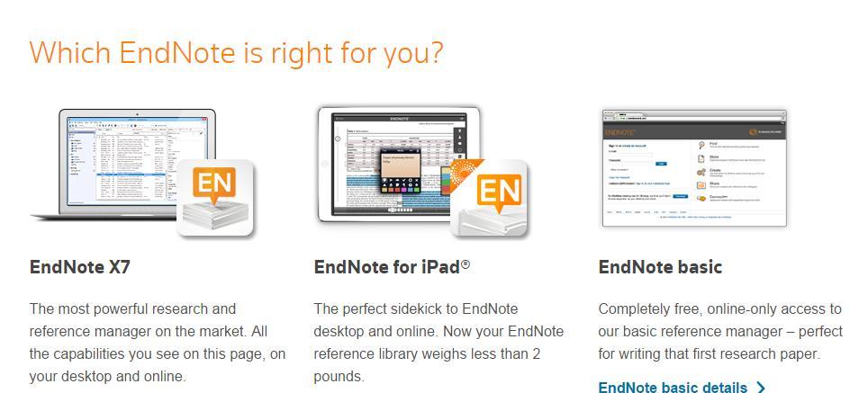 Endnote: Desktop, Online, ipad http://endnote.