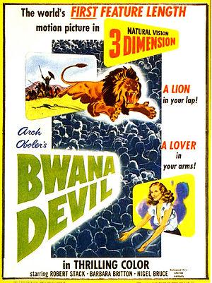 Slika 2.5: Plakat 3D filma Bwana Devil. Vir: Wikipedia. Pri imitiranju gibanja človeškega očesa so 3D kamere 50.
