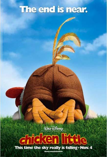 Slika 2.7: Plakat filma Chicken Little 3-D. Vir: Internet Movie Data Base. Današnje obdobje pomeni obdobje 3D filmske renesanse. (Mendiburu 2009).