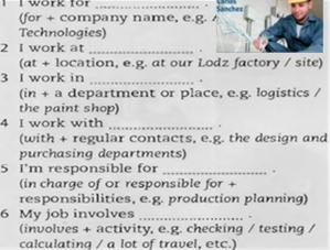 B Job opportunities in electrical engineering 1. 2. Match the question on the left with the answers on the right. 1. What s your job? a. Yes, I m getting used to the new job. 2. How long have you been doing that?