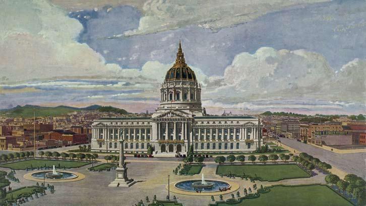 Brown studied at the École des Beaux-Arts in Paris, and the elaborate San Francisco City Hall (1913-1915) is a fine example of Beaux-Arts Classicism.