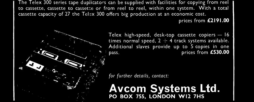 00 Telex high- speed, desk -top cassette