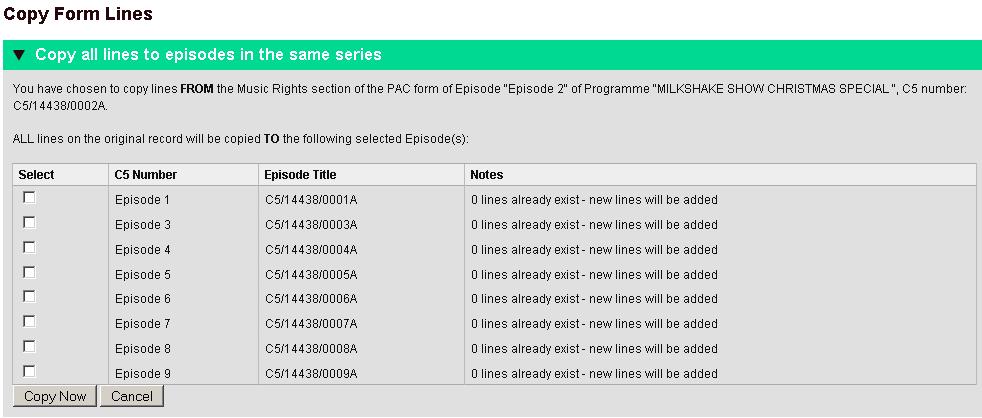 Access the episode you want to copy Once you have completed all your entries, click SAVE AND COMPLETE Go back to your Episode Home page Under the header PAC FORM click the