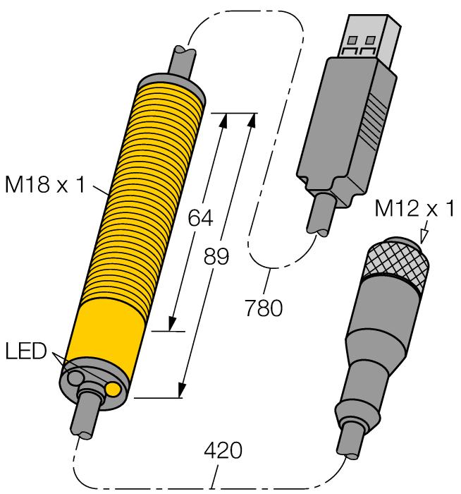 5 3078383 Connector flange for 1/2-inch NPT thread, M12 x 1, 8-pin, PVC, black BWA-QD12.