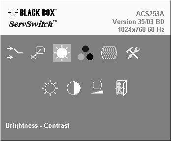 CHEETAH V5 MODULES 81-9059-0571-0 REV.B Brightness/Contrast Use this menu to adjust the brightness and contrast of the video image, or to adjust the black level of an LCD display.