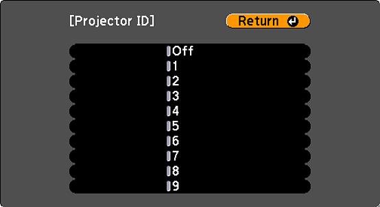 Setting the Projector ID Setting the Remote Control ID Matching Multiple-Projector Display Quality Parent topic: Adjusting Projector Features Setting the Projector ID If you want to control multiple