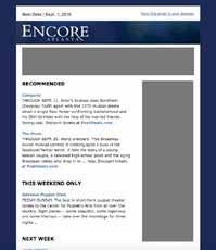 Encore Atlanta has a passionate, dedicated following on Facebook, Twitter, Instagram, Pinterest, G+ and YouTube and would be happy to help you reach its 22,000+ social media fans while growing