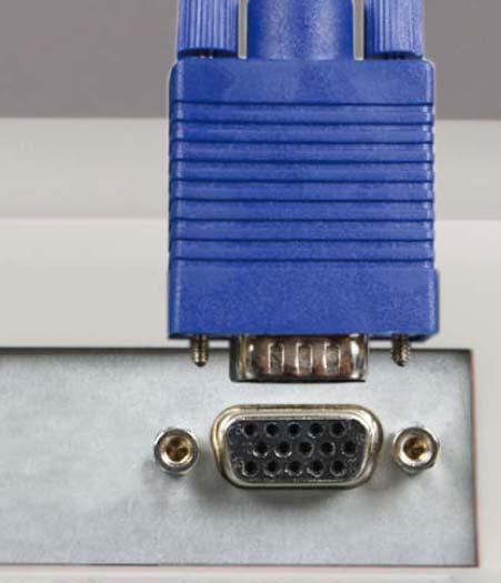 reach the back of each, then connect the blue VGA video cable to the blue VGA video connector under the back of