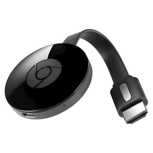 Google Chromecast HDMI connection to your television. Setup once and connects to you wifi.