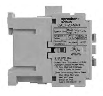 Series CL7 Lighting Compact contactors for North merican lighting applications Sprecher + Schuh C7 and C6 contactors can be used to control a wide variety of lighting loads.