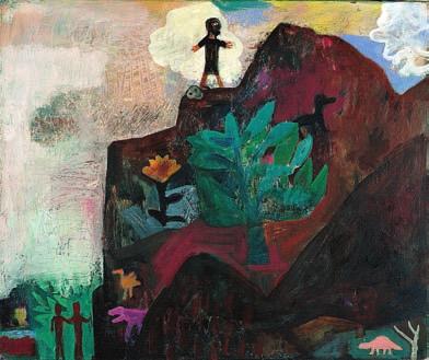 id ntity Julio Noboa Let them be as flowers, always watered, fed, guarded, admired, but harnessed to a pot of dirt. The Mountain (1991), Albert Herbert. Oil on canvas, 50.8 cm 61 cm.