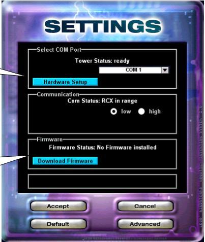 It is only loaded once (unless you have to change batteries). If it s not loaded, then Click Settings and Download Firmware as shown. If it IS loaded, skip to the first Assignment!! 3.