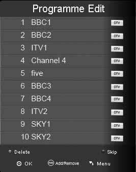Channel Menu Auto Tuning Allows you to retune the television for all digital channels, digital radio stations and analogue channels.