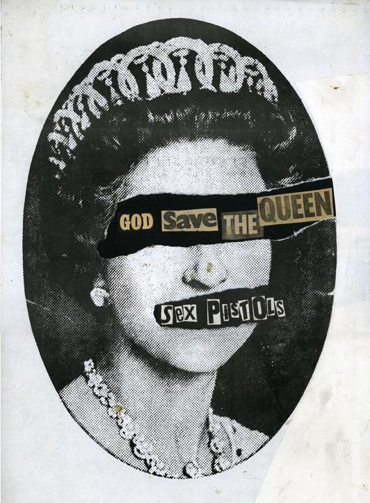 Jamie Reid God Save the Queen by the Sex Pistols Virginia Records, UK, 1977 Mixed media, cut up strips of paper Reid was a dominant figure in the movement of punk rock graphic design.