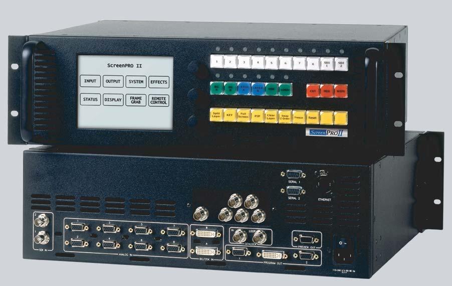 ScreenPRO-II High-Resolution Seamless Switcher The ScreenPRO-II Seamless Switcher is a high-resolution multi-layer video display system that combines seamless switching with a variety of creative