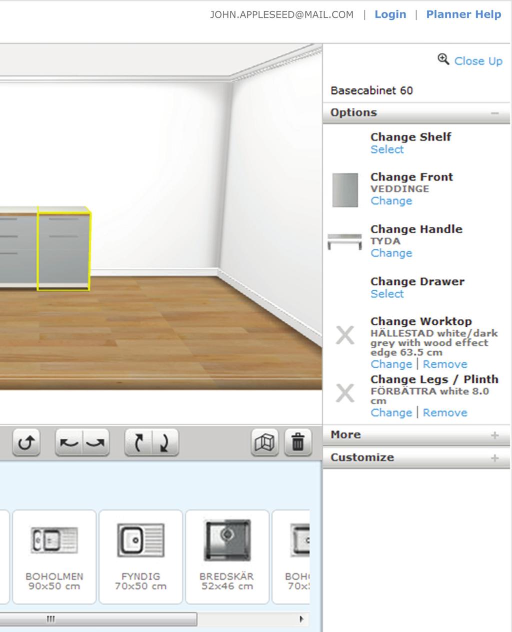 instrumentului de planificare IKEA Urmează instrucţiunile de la pagina Planifică bucătăria pentru a începe.
