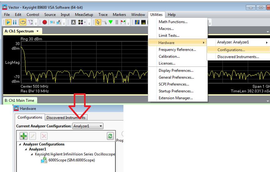 Step 3: VSA software configuration Step procedure: In this step, you will configure the VSA software to connect to the MSOS804A Oscilloscope and perform the FMCW radar measurement.