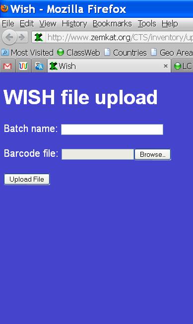 Upload file to web site Actual shelf list compared to