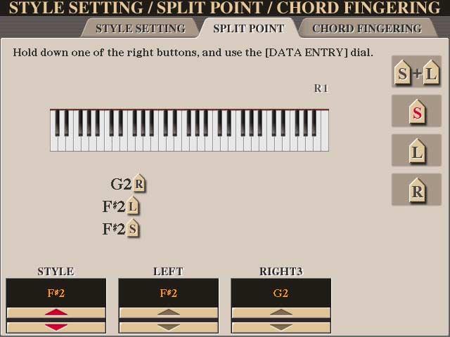 Split Point Settings These are the settings (there are three Split Points) that separate the different sections of the keyboard: the Chord section, the LEFT part section, the RIGHT 1 2 section and