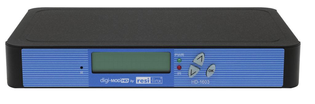 Product Description The resi-linx digi-mod HD-1603 Encoder/Modulator provides an MPEG-4 DVB-T output stream, making it ideal for any modern commercial or domestic RF Network.
